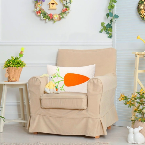 Ostern Karotte Deko Kissen Mit Kern Süßes 3D Muster Rechteckiges Beige Kissen Für Zuhause Sofa Wohnzimmer Bettwäsche Ostern Deko