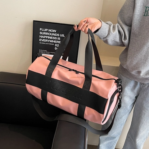 Bolso de Viaje de Nylon de Gran Capacidad para Mujer Bolso Deportivo Impermeable Con Compartimento Para Zapatos Independiente Separación Seco-Húmedo Bolso de Hombro