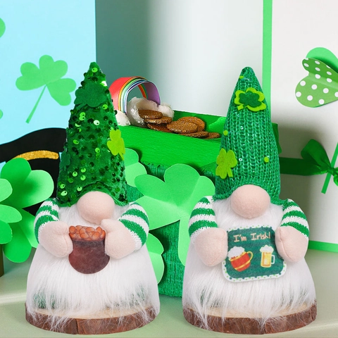 Gnomo Luminoso di San Patrizio Paillettes Verde Leprechaun Fortunato Bambola di Peluche Con Luce LED Decorazione Domestica Festival Irlandese
