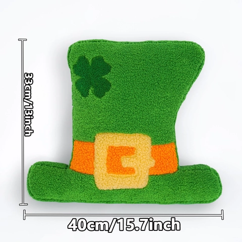 Μαξιλάρι Καπέλο Leprechaun Ημέρα Αγίου Πατρικίου Πράσινο Τριφύλλι Teddy Fleece Ιρλανδικό Φεστιβάλ Πάρτι Διακόσμηση