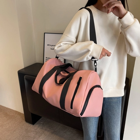 Borsa da Viaggio in Nylon a Grande Capacità per Donna Impermeabile Palestra Borsone Con Tracolla Versatile Borsa a Mano per Fine Settimana
