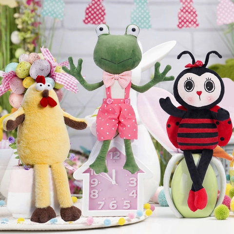 Creative Long-Legged Frog Plush Toy Pink Polka Dot Suspender Pants Stuffed Animal With Bowtie For Easter Christmas Decor