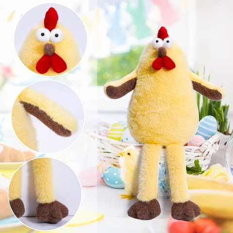 Peluche Pulcino di Pasqua Bambola Gallina Gialla Gambe Lunghe Ornamento Festa di Primavera Simpatico Animale Peluche Regalo