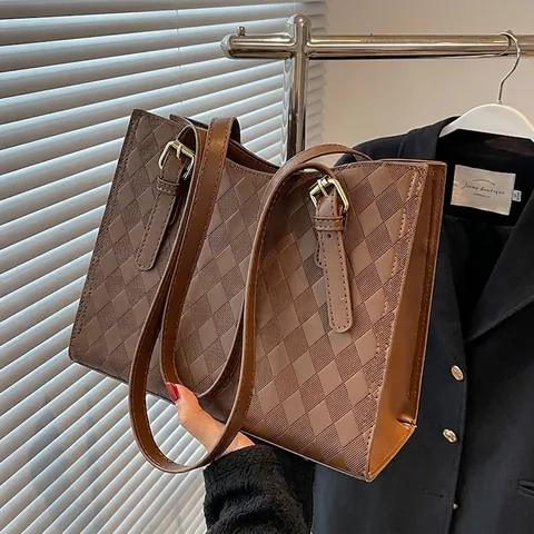 Borsa Tote Trapuntata da Donna Grande Capacità in Pelle PU Minimalista Borsa a Tracolla Con Tracolla Regolabile Per Ufficio Quotidiano