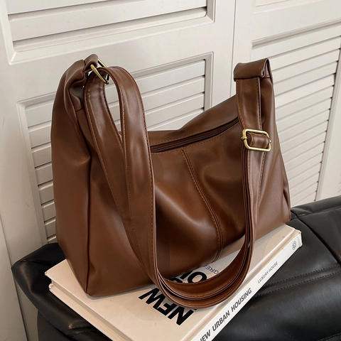Bolso Hobo Minimalista De Cuero PU Para Mujer Gran Capacidad Bolso De Hombro Cruzado Para Oficina Diario Elegante