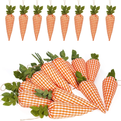 Ostern Karotten Hängedekorationen Karierter Polyester Stoff Karotte Anhänger Für Zuhause Feiertag Party Dekor Rustikaler Stil