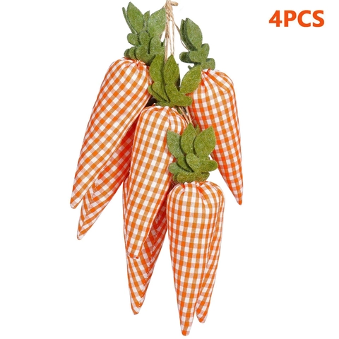 Ostern Karotten Hängedekorationen Karierter Polyester Stoff Karotte Anhänger Für Zuhause Feiertag Party Dekor Rustikaler Stil