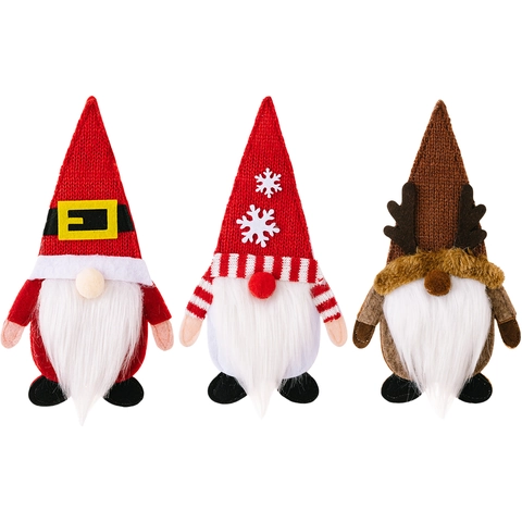 Porta Cubiertos de Gnomo de Navidad Rudolph Reno Papá Noel Copo de Nieve de Punto Bolsa para Cubiertos Decoración de Mesa