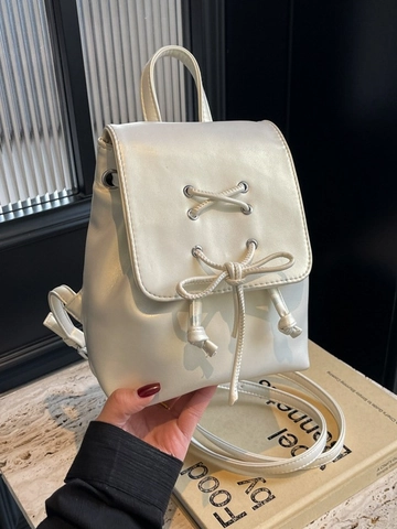 Zaino da Donna alla Moda in Pelle PU con Fiocco e Allacciatura Incrociata Borsa Piccola Elegante e Versatile per Ragazze Scuola Viaggio
