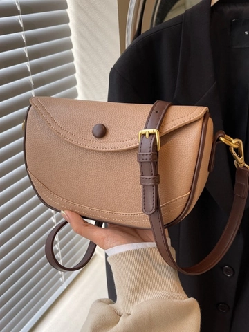 Bolso de Silla Minimalista para Mujer Cuero PU Grano de Guijarro Color de Contraste Bandolera Diseño de Nicho Diario