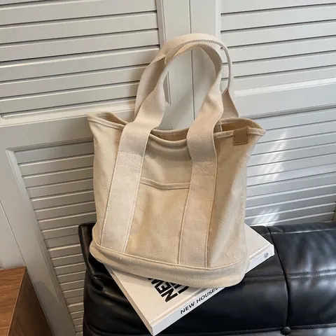 Minimalistische Canvas Einkaufstasche Mit Großer Kapazität Für Damen Lässige Pendler Schultertasche Einfaches Design Tägliche Schultasche