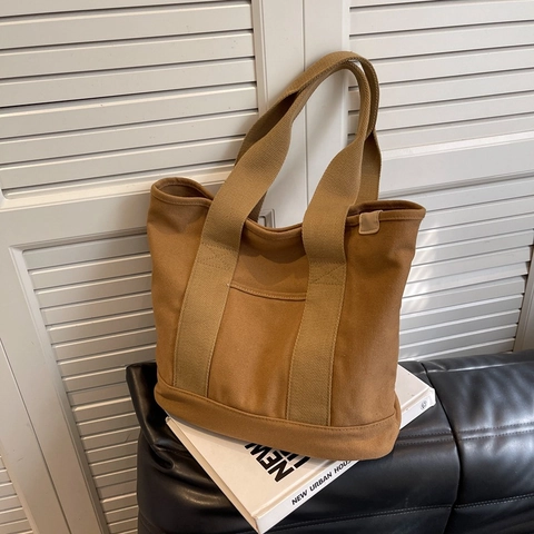 Minimalistische Canvas Einkaufstasche Mit Großer Kapazität Für Damen Lässige Pendler Schultertasche Einfaches Design Tägliche Schultasche