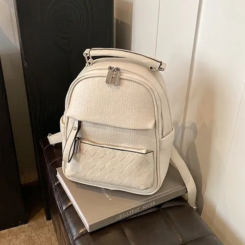 Zaino da Donna in Pelle PU Elegante Trama Litchi Cuciture a Rombi Mini Zainetto Casual Quotidiano Scuola Borsa da Donna