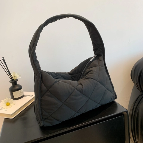 Bolso Tote Acolchado de Moda para Mujer Gran Capacidad Nailon Hombro Bolso Hobo Casual Suave Acolchado Bolso Sobaco