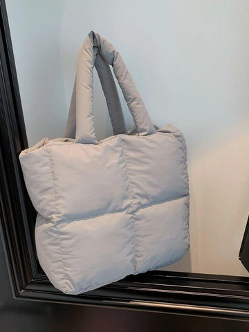 Women Quilted Puffer Tote Bag Large Capacity Grid Stitching Underarm Bag Soft PU Padded Shoulder Bag Winter Casual Commuting Handbag