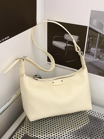 Borsa a Spalla Minimalista Trapuntata a Rombi Donna in Pelle PU Borsa Hobo Sotto l'Ascella Tinta Unita Tracolla Regolabile