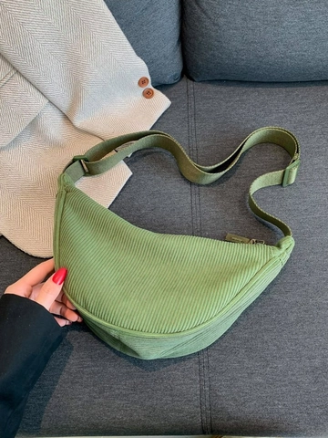 Bolso Bandolera Dumpling de Pana para Mujer Gran Capacidad Color Sólido Correa Ajustable Bolso de Hombro Estilo Casual Simple