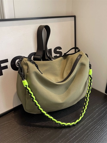 Large Capacity Canvas Crossbody Bag For Women Contrast Color Woven Cord Dumpling Hobo Bag Trendy Messenger Daily Shoulder Bag