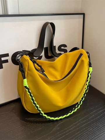 Large Capacity Canvas Crossbody Bag For Women Contrast Color Woven Cord Dumpling Hobo Bag Trendy Messenger Daily Shoulder Bag