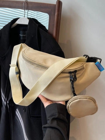 Borsa da Petto in Tela Minimalista da Donna Borsa a Tracolla di Grande Capacità Con Tasca Rotonda Rimovibile Tracolla Regolabile Marsupio Casual