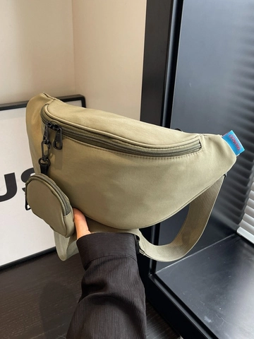 Borsa da Petto in Tela Minimalista da Donna Borsa a Tracolla di Grande Capacità Con Tasca Rotonda Rimovibile Tracolla Regolabile Marsupio Casual