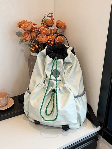 Tennis Boy Club Embroidered Drawstring Backpack Lightweight Oxford Cloth Large Capacity Outdoor Hiking Cycling Daypack