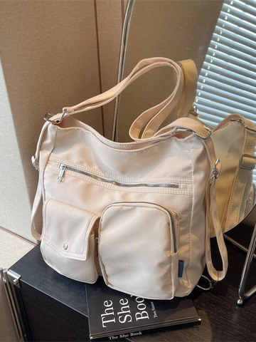 Sac à Épaule en Nylon de Grande Capacité Multi-Poches pour Femmes Décontracté Bandoulière Sac à Dos Utilitaire Travail Voyage École Sac