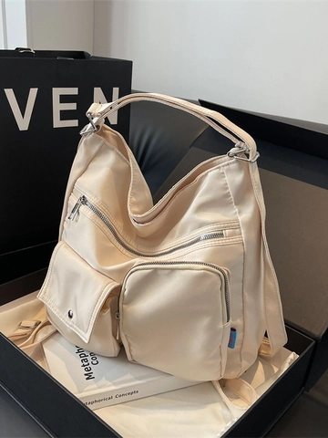 Sac à Épaule en Nylon de Grande Capacité Multi-Poches pour Femmes Décontracté Bandoulière Sac à Dos Utilitaire Travail Voyage École Sac