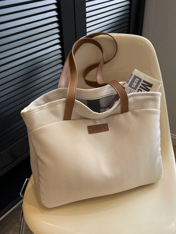 Borsa Tote in Tela a Grande Capacità Minimalista per Donna Borsa a Tracolla Pendolare a Contrasto Borsa in Tessuto Morbido