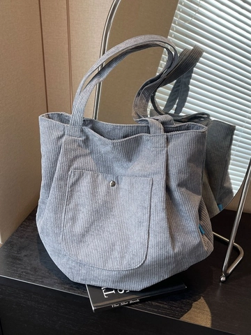 Bolso Tote de Pana Vintage para Mujer Gran Capacidad Bolso de Hombro Casual Color Sólido Moda Escuela Viaje Diario