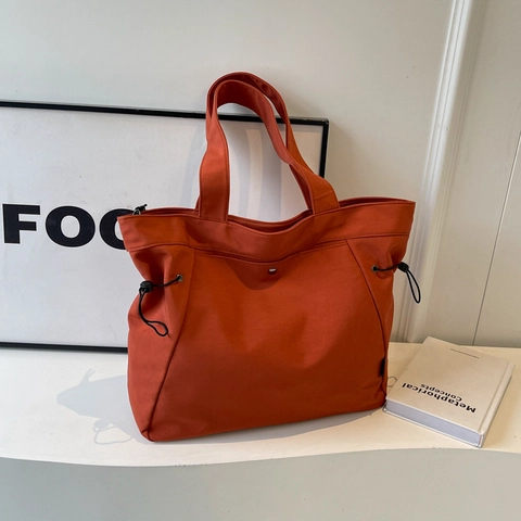 Damen Große Kapazität Nylon Tote Bag Minimalistisch Kordelzug Schultertasche Lässige Handtasche Für Schule Büro Pendler Tasche