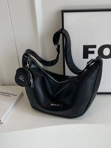 Borsa Hobo da Donna in Pelle PU di Grande Capacità Borsa a Tracolla a Mezzaluna Argento Con Portamonete Rotondo per Pendolarismo