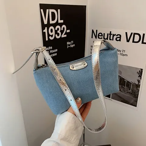 Borsa a Spalla in Denim Vintage per Donna Streetwear Borsa Sottoascellare Hobo Con Tracolla Regolabile Borsa Pendolare