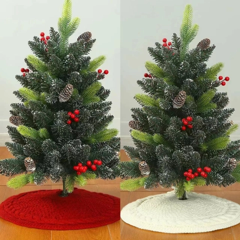 Weihnachtsbaumdecke Gestrickt Zopfmuster Rund Christbaumständer Unterlage Mit Schleifen Feiertag Haus Party Deko Cremeweiß