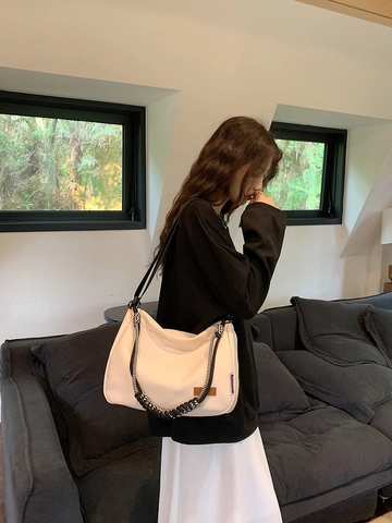 Borsa a Tracolla da Donna in Tessuto Oxford a Grande Capacità Street Trend Casual Tote Con Manico in Corda Intrecciata