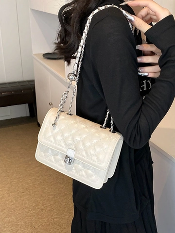 Damen Gesteppt Rhomboid Umhängetasche Luxus PU Leder Kette Riemen Kleine Quadratische Schultertasche Mit Metallball-Anpassung