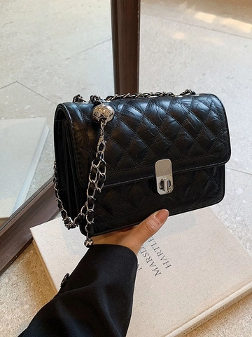 Damen Gesteppt Rhomboid Umhängetasche Luxus PU Leder Kette Riemen Kleine Quadratische Schultertasche Mit Metallball-Anpassung