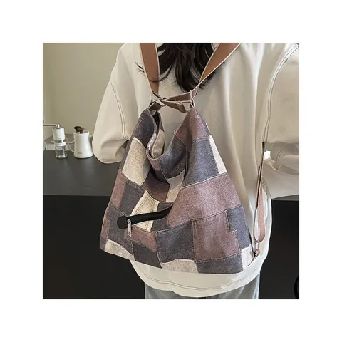 Niche Design Denim Patchwork Σακίδιο Πλάτης Για Γυναίκες Μεγάλης Χωρητικότητας Τσάντα Tote Ώμου Crossbody Πολλαπλών Χρήσεων Casual Ρετρό Στυλ
