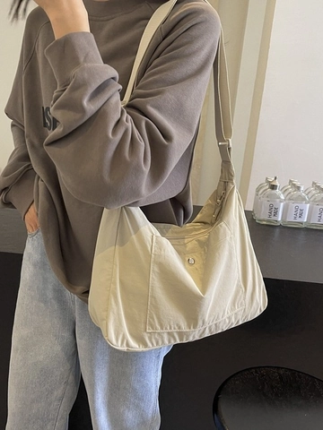 Damen Leichtgewicht Nylon Umhängetasche Große Kapazität Hobo Tasche Für Pendeln Schule Vielseitige Einfache Schultertasche Lässige Satchel