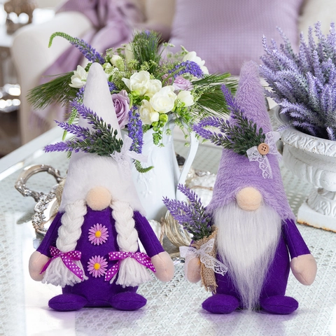 Lavendel Zwerg Plüschpuppen Polyester Filz Nordische Landhausstil Gesichtsloser Alter Mann Desktop Ornamente Für Zuhause Büro Dekoration Lila Weiß