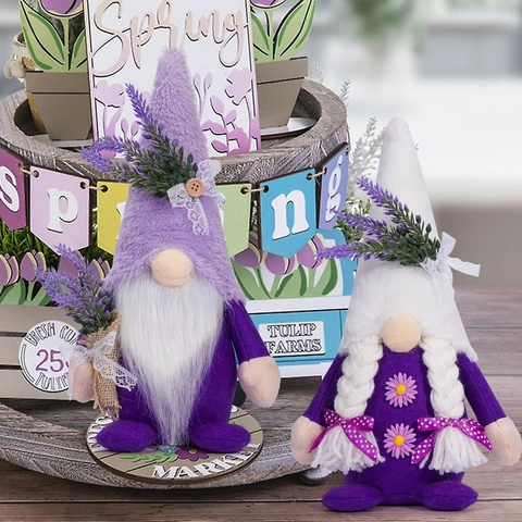 Lavendel Zwerg Plüschpuppen Polyester Filz Nordische Landhausstil Gesichtsloser Alter Mann Desktop Ornamente Für Zuhause Büro Dekoration Lila Weiß