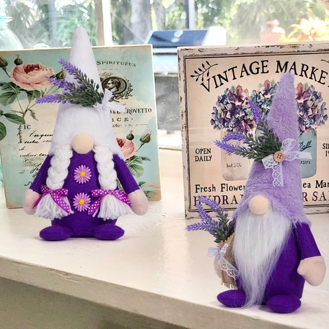 Lavendel Gnom Ornament Frühling Plüsch Gesichtslose Puppe Lila Weiß Skandinavisch Zwerg Dekoration Für Zuhause Regal Schreibtisch