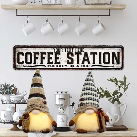 Gnomo Luminoso al Caffè Decorazioni di Peluche Con Luce LED Cappello a Maglia Che Tiene Chicchi di Caffè Confezione Regalo Gnomo Senza Volto Ornamento per Caffetteria