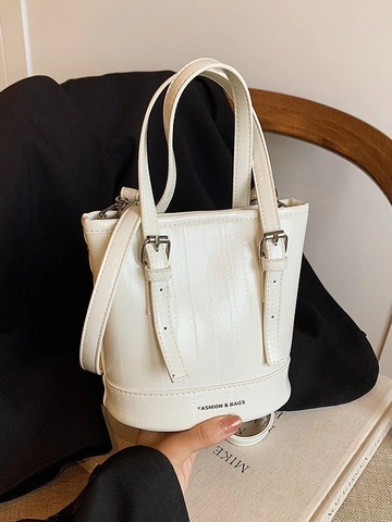 Bolso Bombonera de Cuero PU para Mujer Moda Textura Metálica Plata Negro Blanco Bolso de Hombro Con Correa Ajustable Bolso Casual