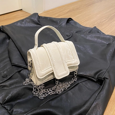 Mode Damen Mini Quadratische Handtasche PU Leder Umhängetasche Mit Silber Metallkette Marmor Muster Griff Kleine Tasche