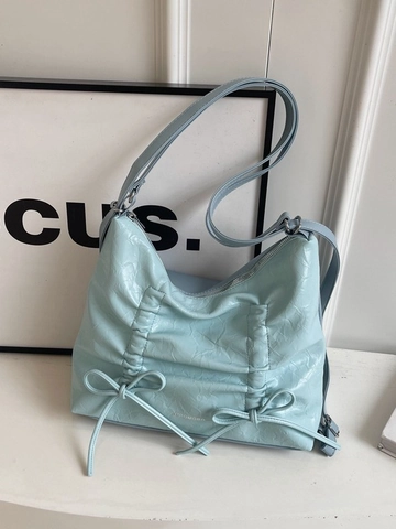 Borsa Tote Grande Con Fiocco Arricciato Per Donna Versatile Borsa A Spalla In Pelle PU Zaino Multiuso Per Pendolarismo