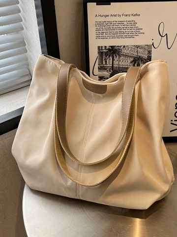 Bolso Tote de Lona para Mujer de Gran Capacidad Color Sólido Estilo Coreano Minimalista Bolso de Hombro Casual