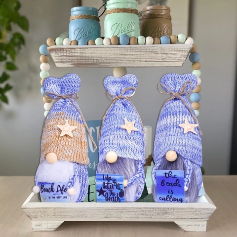 Décorations en Peluche de Gnome de Plage d'Océan d'Été Poupée sans Visage Rudolf Faite à la Main en Tricot Ornement pour Maison Fête