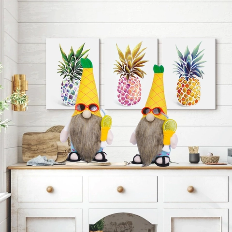 Sommer Ananas Zwerg Puppe Mit Sonnenbrille Ananas Hut Halten Getränk Strand Urlaub Dekorative Plüsch Zwerg Haus Deko