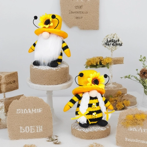 Bienenfest Wichtel Plüsch Sonnenblume Frühling Gesichtslos Puppe Rudolph Dekoration Biene Thema Wichtel Für Zuhause Deko